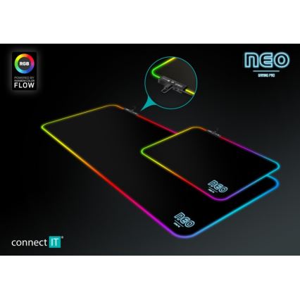 CONNECT IT CMP-3100-LG - LED RGB Alfombrilla para teclado y ratón gaming 80x30 cm negro