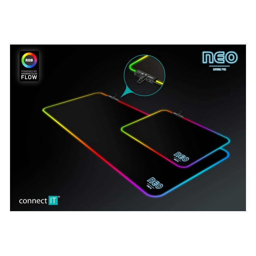 CONNECT IT CMP-3100-LG - LED RGB Alfombrilla para teclado y ratón gaming 80x30 cm negro
