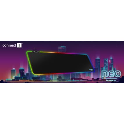 CONNECT IT CMP-3100-LG - LED RGB Alfombrilla para teclado y ratón gaming 80x30 cm negro
