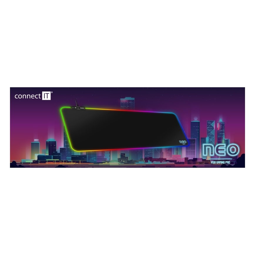 CONNECT IT CMP-3100-LG - LED RGB Alfombrilla para teclado y ratón gaming 80x30 cm negro