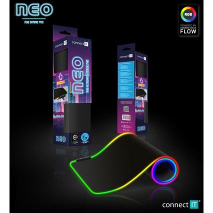 CONNECT IT CMP-3100-LG - LED RGB Alfombrilla para teclado y ratón gaming 80x30 cm negro