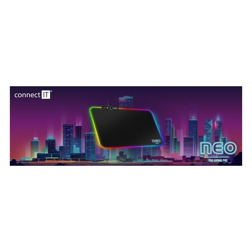 CONNECT IT CMP-3100-SM - LED RGB Alfombrilla para ratón gaming 32x24,5 cm negro