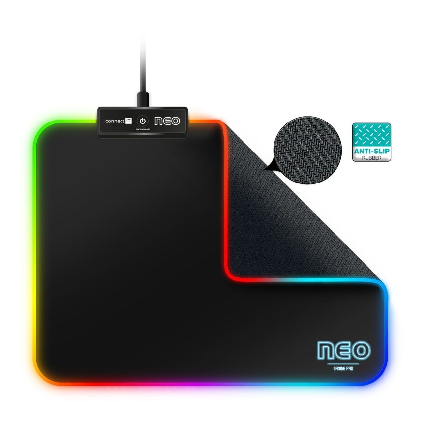 CONNECT IT CMP-3100-SM - LED RGB Alfombrilla para ratón gaming 32x24,5 cm negro
