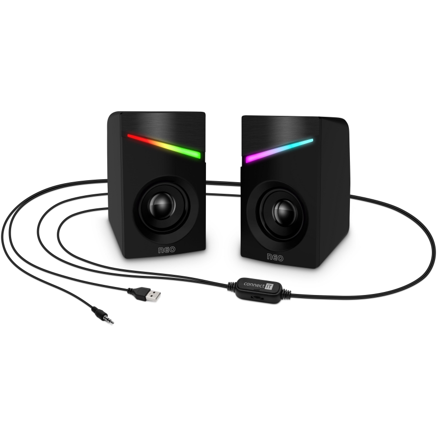 CONNECT IT CSP-1100-BK - SET 2x LED RGB Altavoz gaming 6W/5V negro
