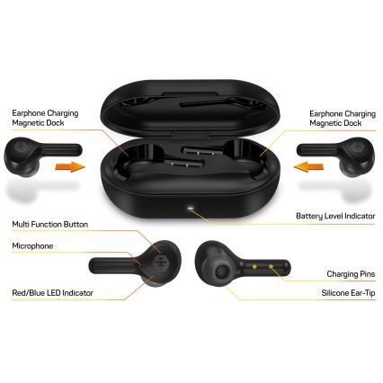 CONNECT IT HEP-5300-BK - Auriculares inalámbricos con micrófono 300 mAh negro