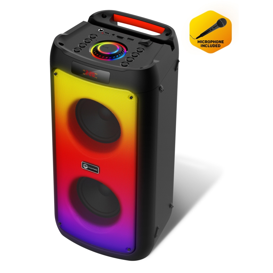 CONNECT IT HSP-3050-BK - LED Altavoz inalámbrico con un micrófono 60W/5V 4500 mAh negro + control remoto