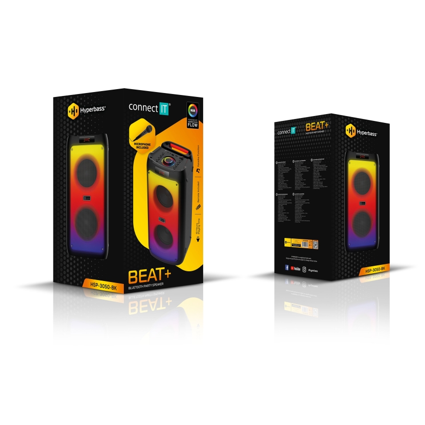 CONNECT IT HSP-3050-BK - LED Altavoz inalámbrico con un micrófono 60W/5V 4500 mAh negro + control remoto