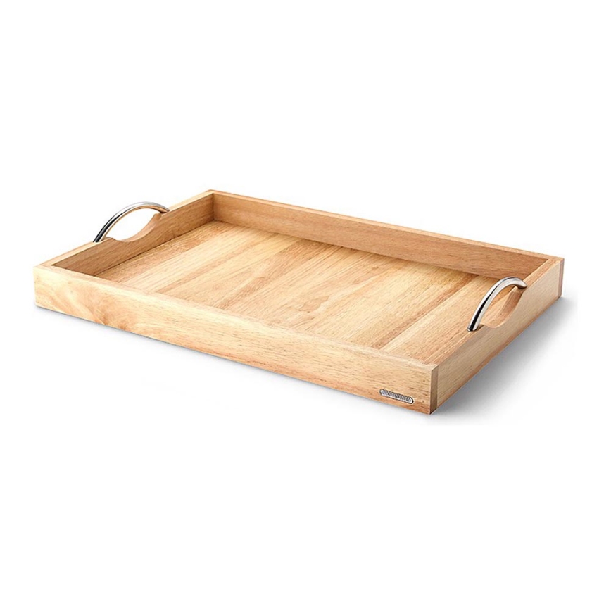 Continenta C3011 - Bandeja con asas de metal 53x36 cm madera de caucho