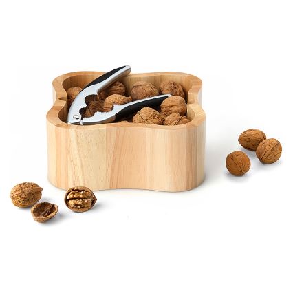 Continenta C3199 - Cuenco para nueces con cascanueces 24,5x24,5x8 cm árbol de caucho