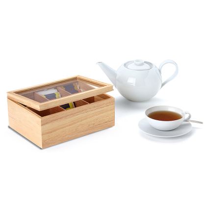 Continenta C3290 - Caja para bolsitas de té 23x17,5 cm madera de caucho