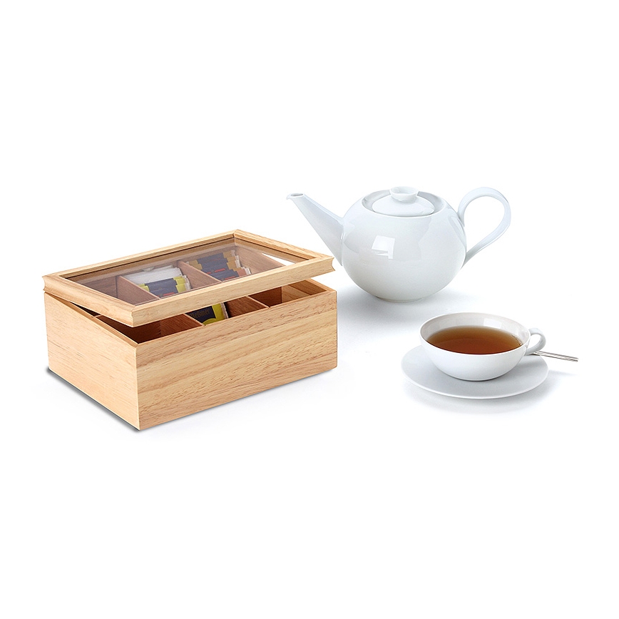 Continenta C3290 - Caja para bolsitas de té 23x17,5 cm madera de caucho