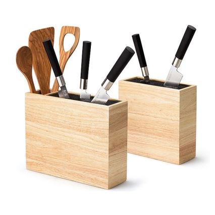 Continenta C3314 - Soporte para cuchillos con inserto flexible 22x9x21,5 cm madera de caucho