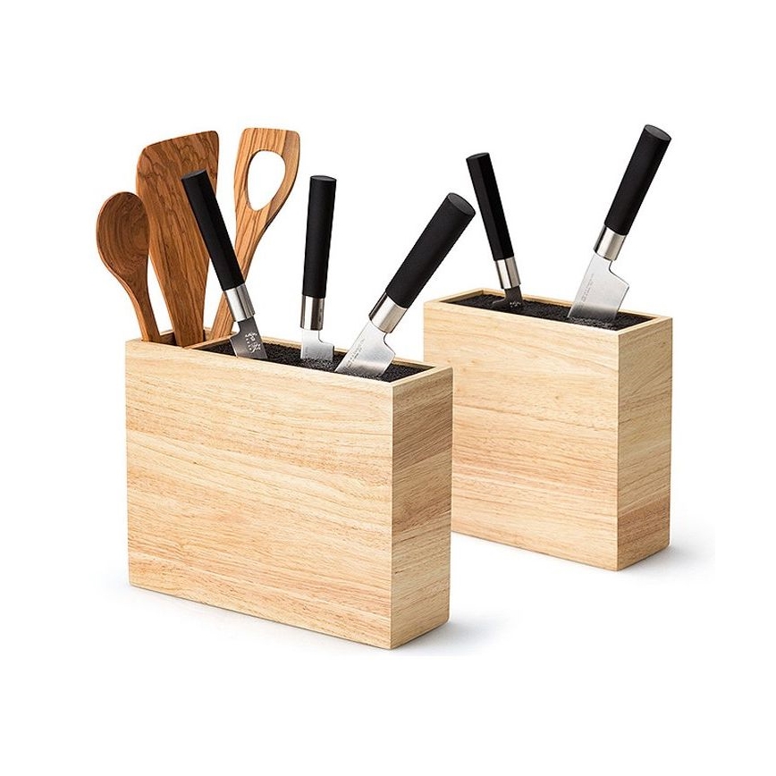 Continenta C3314 - Soporte para cuchillos con inserto flexible 22x9x21,5 cm madera de caucho