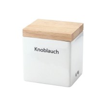 Continenta C3912 - Caja de cerámica para alimentos con tapa 10x10x12,5cm madera de caucho