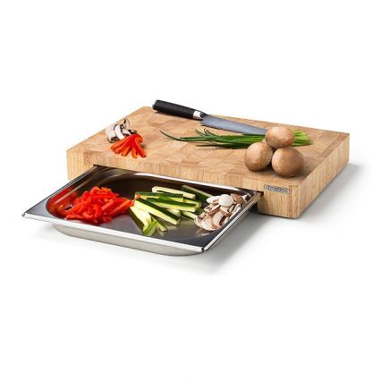 Continenta C4027 - Tabla de cortar de cocina con cuenco 48x32,5 cm madera de caucho