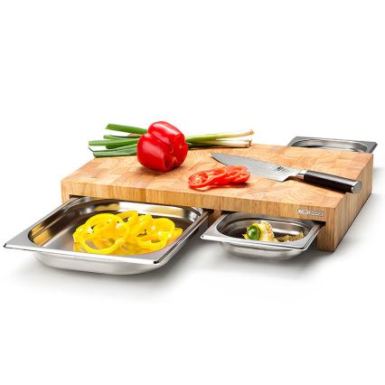 Continenta C4028 - SET 1x Tabla de cortar de cocina de 50x32,5 cm + 3x madera de caucho