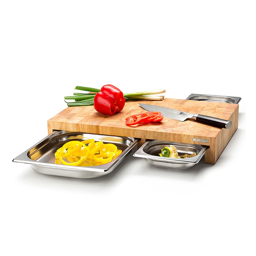 Continenta C4028 - SET 1x Tabla de cortar de cocina de 50x32,5 cm + 3x madera de caucho