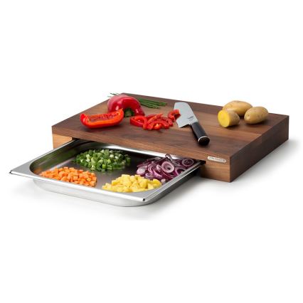 Continenta C4210 - Tabla de cortar de cocina con cuenco 39x27 cm nogal