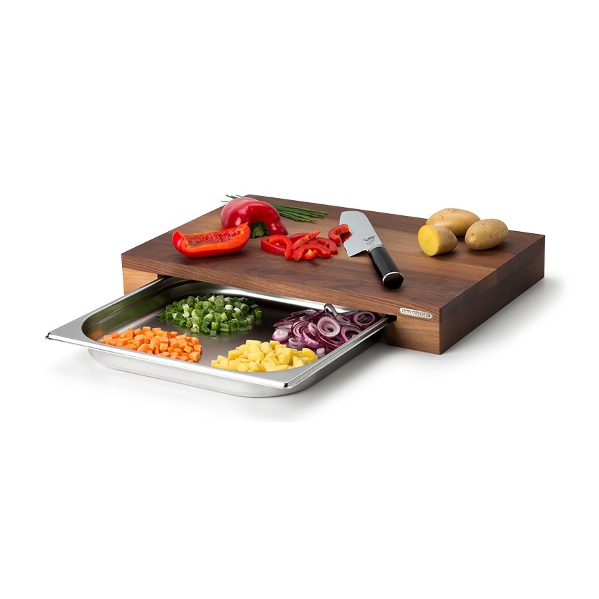 Continenta C4210 - Tabla de cortar de cocina con cuenco 39x27 cm nogal