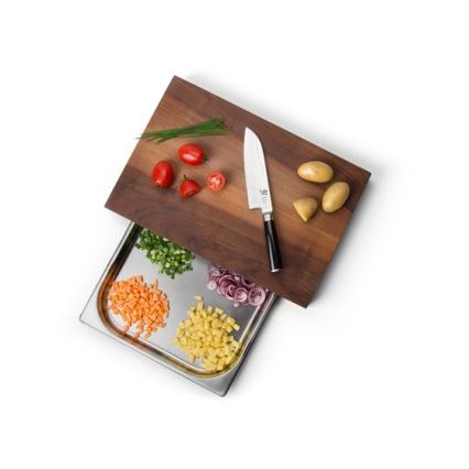 Continenta C4210 - Tabla de cortar de cocina con cuenco 39x27 cm nogal