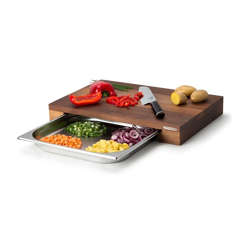 Continenta C4211 - Tabla de cortar con cuenco 48x32,5 cm nogal