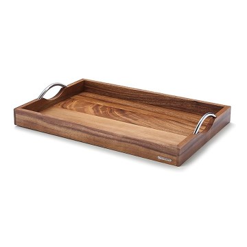 Continenta C4867 - Bandeja con asas de metal 53x36 cm acacia