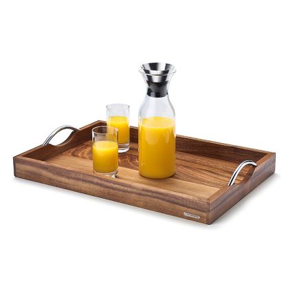 Continenta C4867 - Bandeja con asas de metal 53x36 cm acacia