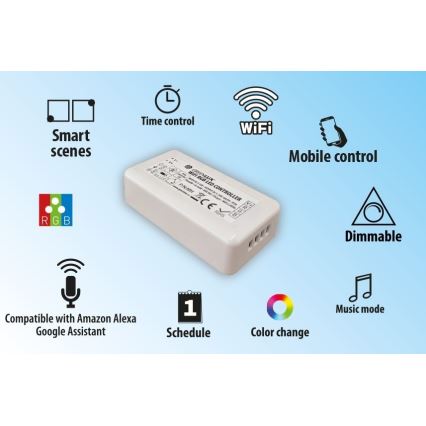 Controlador inteligente para cintas LED RGB 5-24V Wi-Fi Tuya