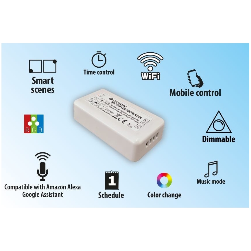 Controlador inteligente para cintas LED RGB 5-24V Wi-Fi Tuya