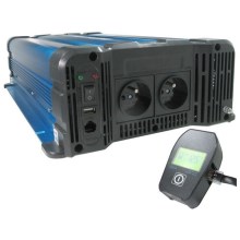 Convertidor de tensión 3000W/12/230V + mando a distancia con cable