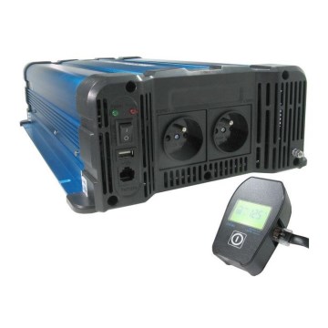 Convertidor de tensión 3000W/12/230V + mando a distancia con cable