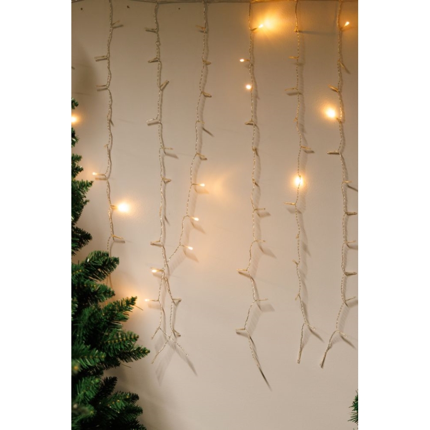 Cortina de Navidad exterior LED regulable CURTAIN 360xLED/8,4W/230V 2x2 m IP44 blanco cálido + control remoto