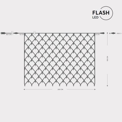 Cortina de Navidad LED exterior NET 240xLED/7,2W/230V 1,5x2 m IP44 blanco cálido