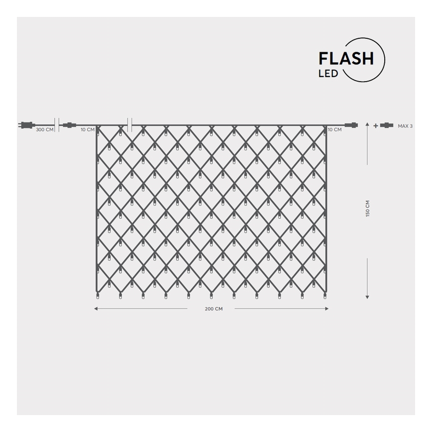 Cortina de Navidad LED exterior NET 240xLED/7,2W/230V 1,5x2 m IP44 blanco cálido