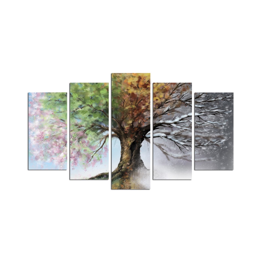 Cuadro de pared 5 pz 110x60 cm árbol