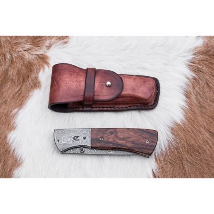 Cuchillo plegable Damasco 8 cm palo de hierro