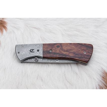 Cuchillo plegable Damasco 8 cm palo de hierro