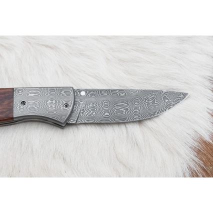 Cuchillo plegable Damasco 8 cm palo de hierro