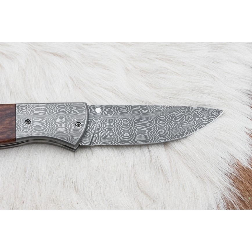 Cuchillo plegable Damasco 8 cm palo de hierro