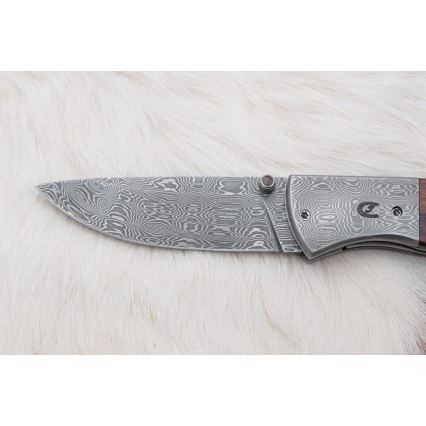 Cuchillo plegable Damasco 8 cm palo de hierro