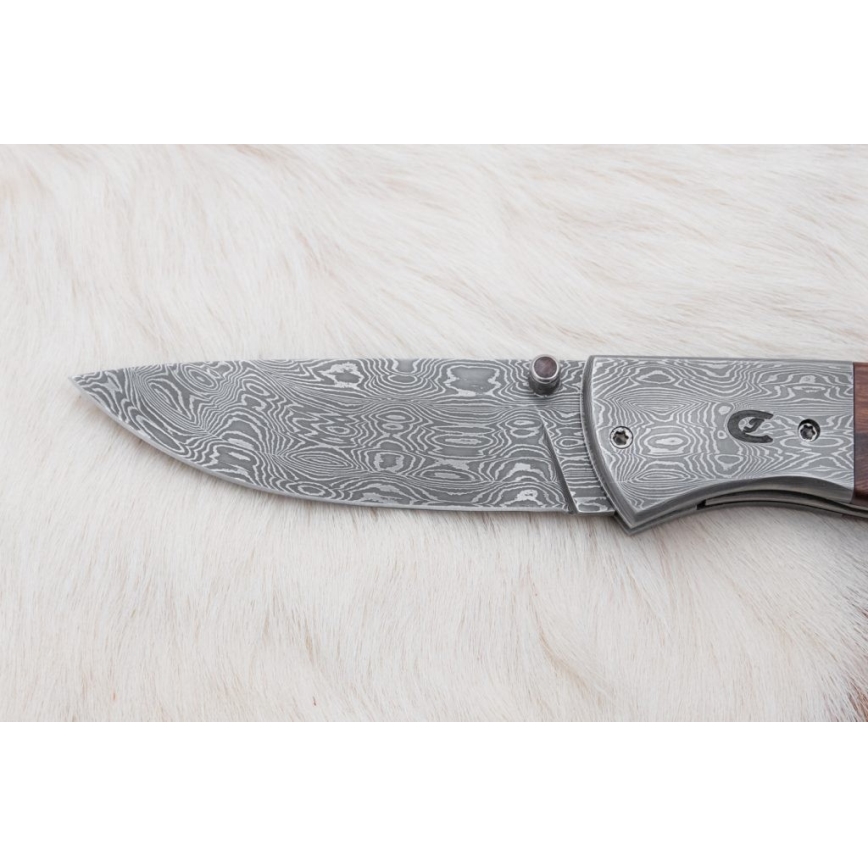 Cuchillo plegable Damasco 8 cm palo de hierro