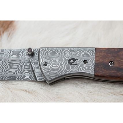 Cuchillo plegable Damasco 8 cm palo de hierro