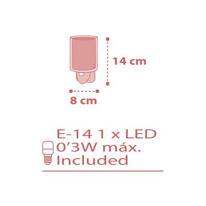 Dalber 41005S - LED Lámpara con enchufe DOTS 1xE14/0,3W/230V