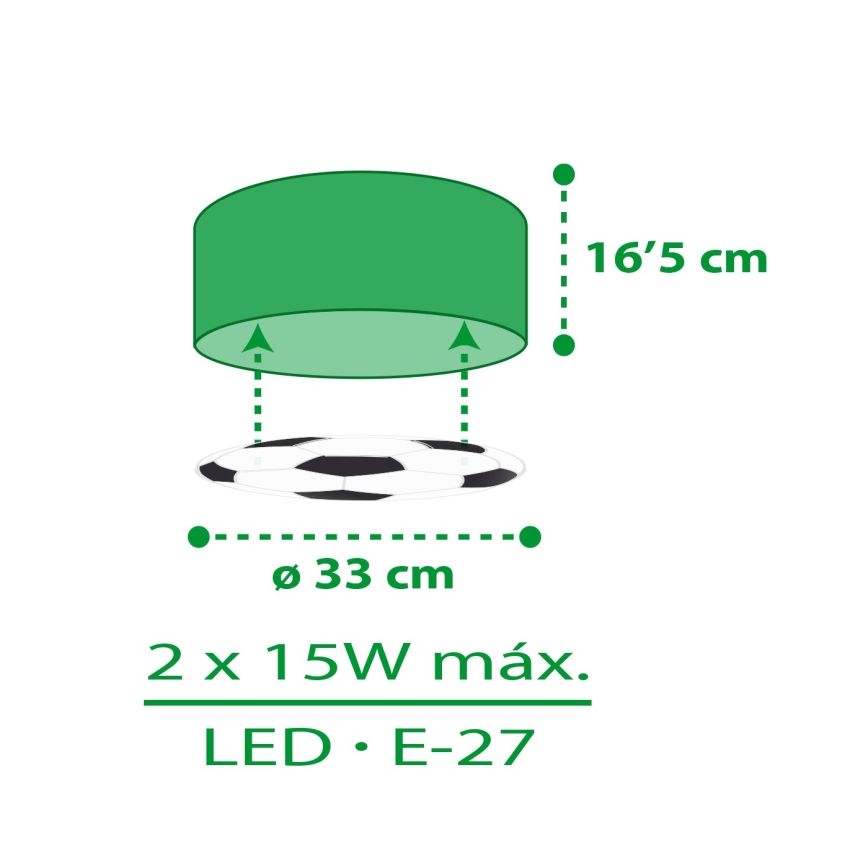 Dalber 41736 - Plafón infantil FOOTBALL 2xE27/15W/230V