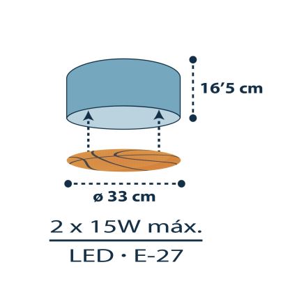 Dalber 41746 - Plafón infantil BASKET 2xE27/15W/230V