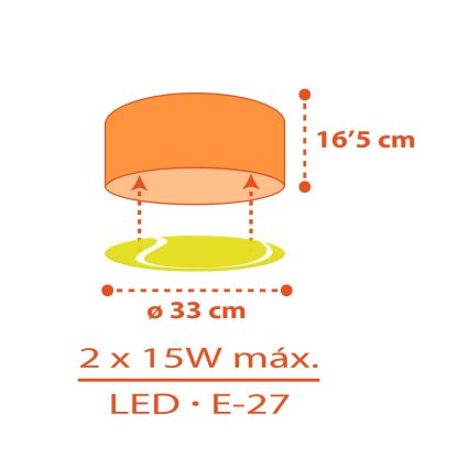 Dalber 41756 - Plafón infantil TENNIS 2xE27/15W/230V