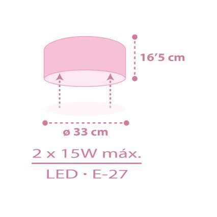 Dalber 42496 - Plafón infantil FAIRY DREAMS 2xE27/15W/230V