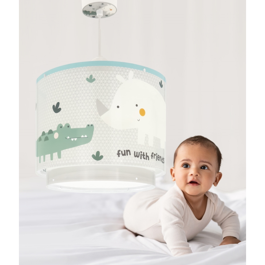 Dalber 60622 - Lámpara colgante infantil RHICO AND CROCO 1xE27/15W/230V