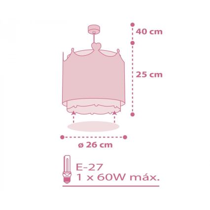 Dalber 61102 - Lámpara de araña infantil LITTLE QUEEN 1xE27/60W/230V