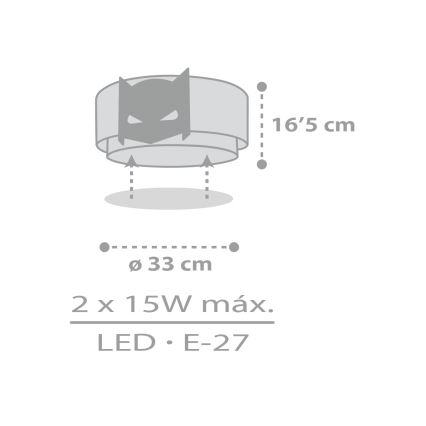 Dalber 61806 - Plafón infantil DARK HERO 2xE27/15W/230V